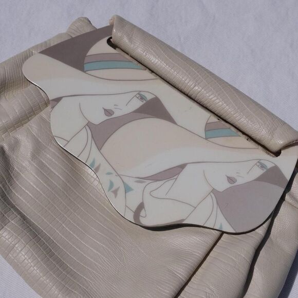 1980’s Patricia Smith Moon tan‎ leather clutch/shoulder bag - Picture 2 of 8